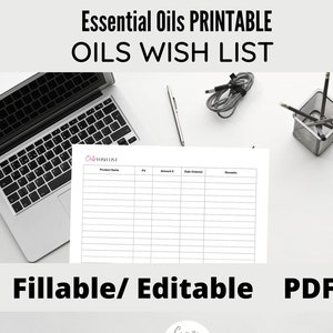 Öle Wunschliste, Ätherische Öle EO Planer, Öle Terminplaner, Young Living, Printable