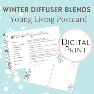 Winter Young Living Postcards, Diffuser Recipes, Printable Art, Instant Download