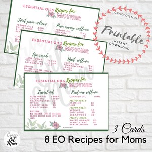 Etherische oliemengsels voor moeder, etherische olielabels, Moederdagcadeau, cadeaus voor moeder, etherische olierecepten, receptkaarten, digitale download