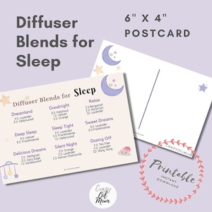 Diffuser Blends for Sleep Postcard, Printable Art, Digital Print, 6x4 Postcard Printable, Instant Download