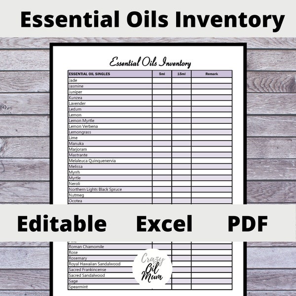 Young Living Essential Oil Inventory, Printable and Editable, PDF and Excel, Updated YLEO List 2024 Mar