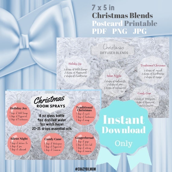 Christmas Diffuser Blends Recipe Card Holiday Essential Oil Diffuser Blend Recipes Christmas Room Spray Labels Editable Christmas Card
