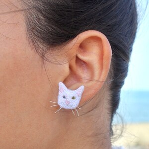 Custom Cat Earring, Cats, White Van Cat, Cat Studs, Cat jewelry, Personalized Earrings, Black cat Stud, Kids Earrings for girls,Cat memorial