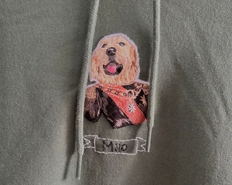 Custom Pet portrait Unisex sweatshirt, Dog memorial, Men sweatshirt dog embroidery, Dog portrait, Custom Pet Photo sweatshirt