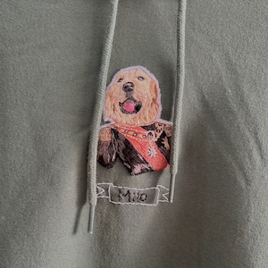 Custom Pet portrait Unisex sweatshirt, Dog memorial, Men sweatshirt dog embroidery, Dog portrait, Custom Pet Photo sweatshirt image 1