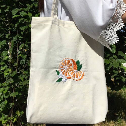 orange canvas tote