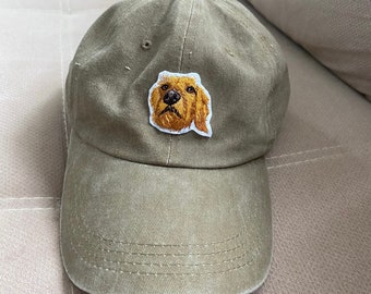 Personalized EMBROIDERED Using Pet Photo Custom Dog Hat Pet Portrait Unisex Baseball Cap Mothers day gifts Dog Owner Present Horse drawing