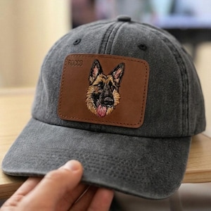 Gorra con parche de cuero personalizado, gorra conmemorativa para mascotas, gorra bordada, gorra de béisbol de cuero personalizada, gorra de animal personalizada, gorra de papá con gato personalizada