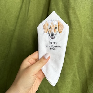 Custom Pet Portrait Handkerchief: Embroidered Wedding Keepsake