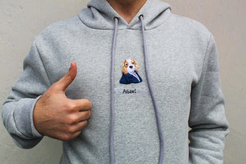 Custom Pet portrait Unisex sweatshirt, Dog memorial, Men sweatshirt dog embroidery, Dog portrait, Custom Pet Photo sweatshirt image 3