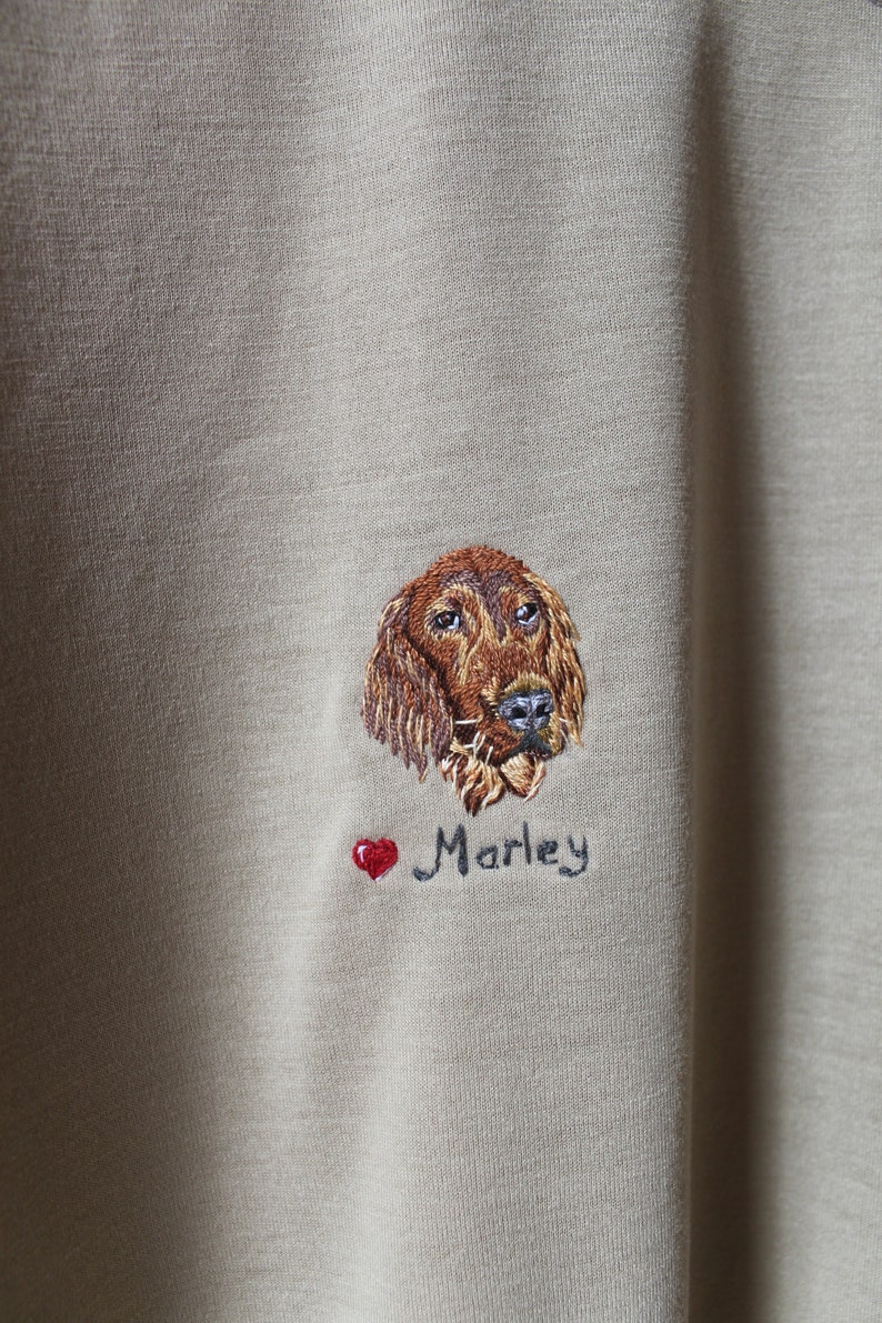 Custom Pet portrait Unisex sweatshirt, Dog memorial, Men sweatshirt dog embroidery, Dog portrait, Custom Pet Photo sweatshirt image 7