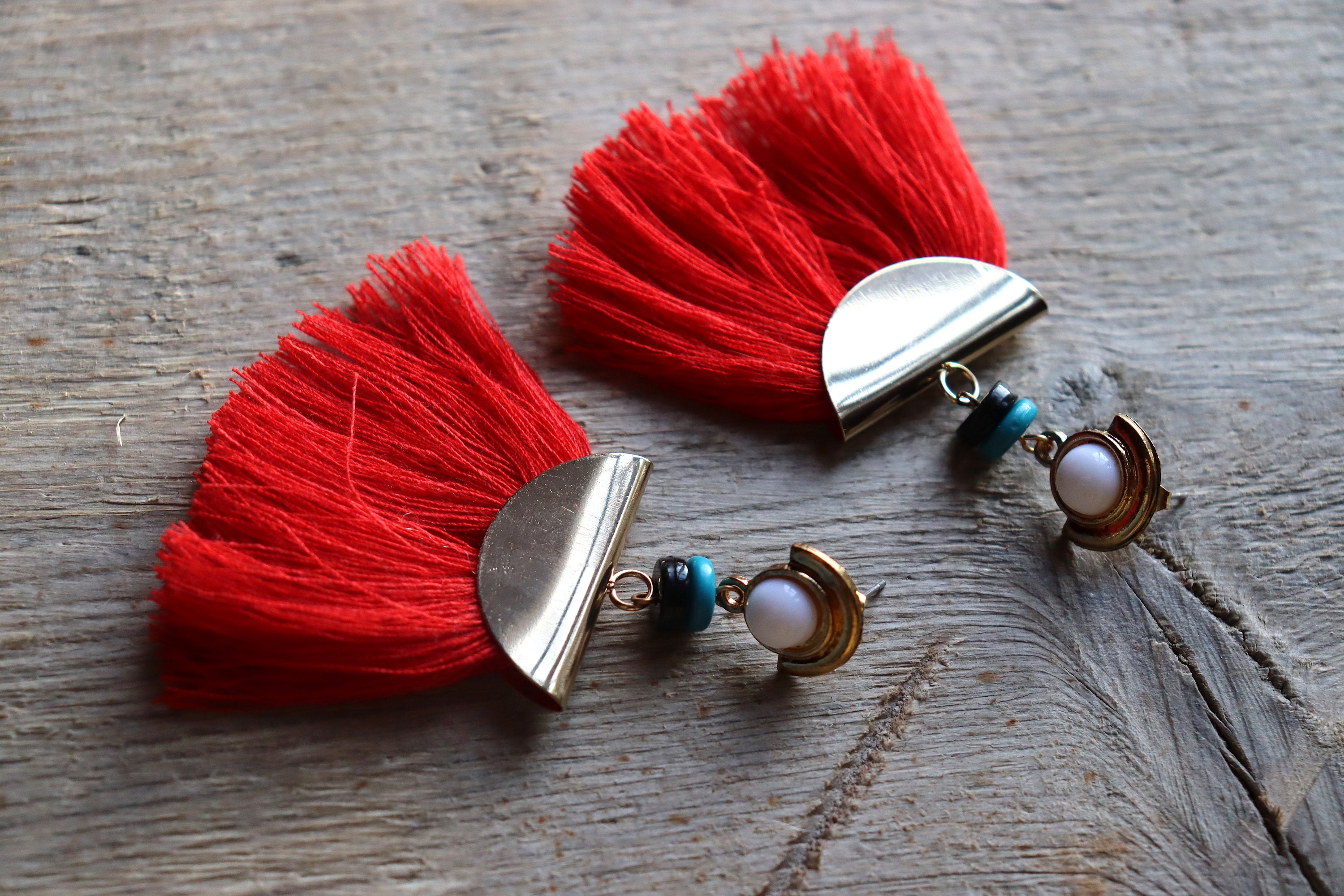 Buy the Burgundy Red Long Tassel Earrings | JaeBee Jewelry