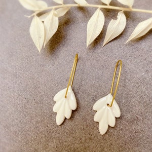 Handmade Lily white porcelain earrings for women image 3