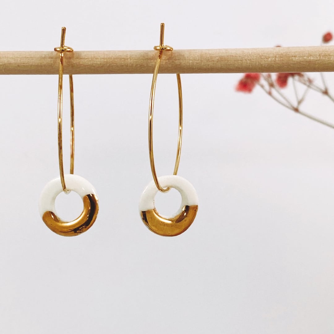 Elli Orecchini A Cerchio Oro | Modello Creoli Attorcigliati Organici | Gioielli Di Moda Per Donne | Regalo Con Sacchetto