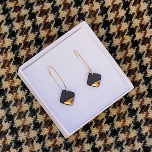 Boucles D'Oreilles Créoles Carrées/Rectangulaires En Inox Doré - Unisexe - Sans Marque - Neuf Sans Emballage
