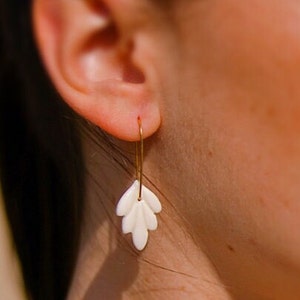 Handmade Lily white porcelain earrings for women image 4