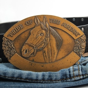 Men&#39;s  Western Belt Buckle - Horse Equestrian Belt Buckle - 1970s - Christmas Gift