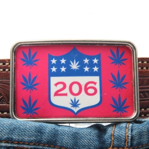 Funny Marijuana Leaf 206 Belt Buckle - Pot Smoker Gag Gift  - Funny Halloween Hippie Costume Party Sticker Style Novelty Belt Buckle *Read*