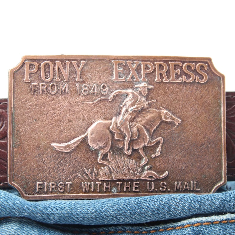 Horse Vintage Belt Buckle Pony Express Western Belt Buckle US Mail Rider Cowboy