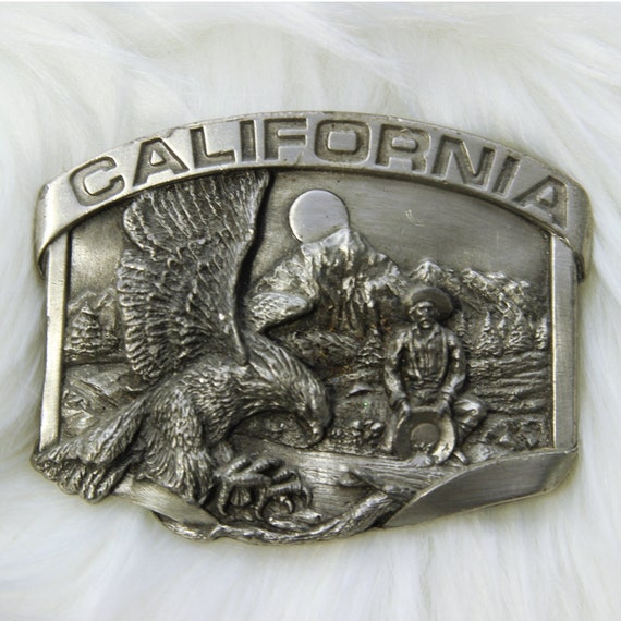 California Belt Buckle - Miner Panning For Gold -… - image 1
