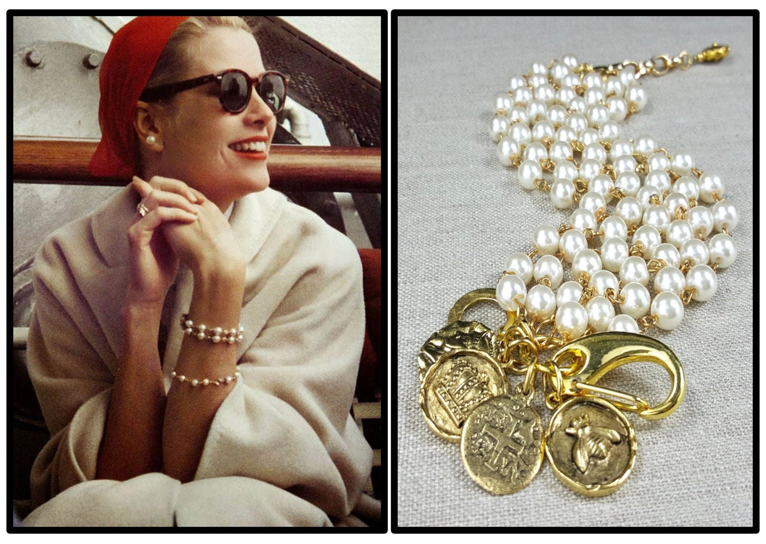 Grace Kelly Charm Bracelet Rear Window Gold Coin Jewelry Grace | Etsy