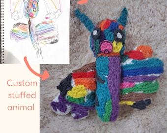 Custom Stuffed Animal- Custom Plush- drawing into stuffed animal, drawing into plush, children’s plush, personalized plush