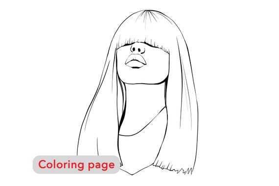 Page de coloriage, fille aux cheveux raides, portrait de fille,  téléchargement numérique, page de coloriage adulte, illustration de mode,  page de coloriage premium -  France