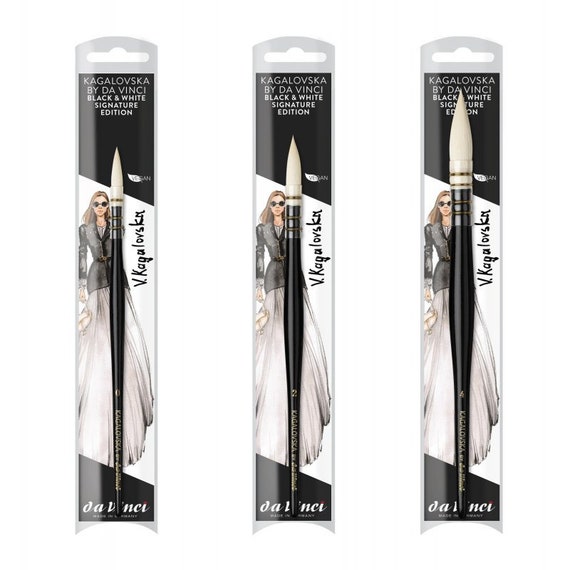 Artist brushes for watercolour KAGALOVSKA by da Vinci Black & White Signature Limited Edition. Hand made hight quality paint brushes.