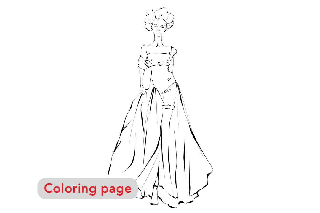 Page de coloriage, fille aux cheveux raides, portrait de fille,  téléchargement numérique, page de coloriage adulte, illustration de mode,  page de coloriage premium -  France