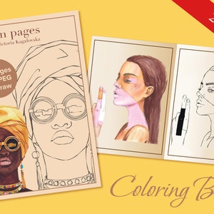 Fashion Coloring Book. Coloring pages. Fashion pages to draw. Fashion illustration face.
