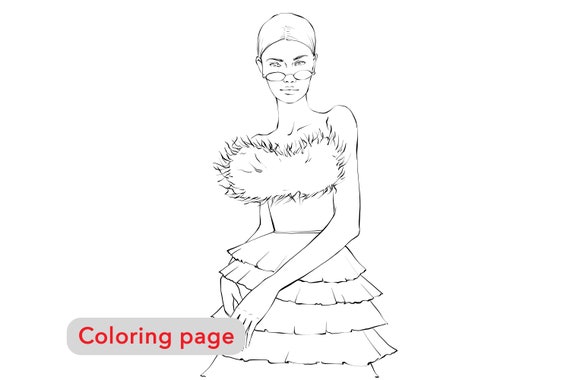 Dibujo Premium para colorear Chica en vestido de moda dibujos - Etsy España Dibujo Premium para colorear Chica en vestido de moda dibujos - Etsy España