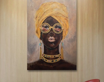 Oil painting "Africa" by V.Kagalovska, canvas, decor for home, modern art, woman portrait (0003OIL)