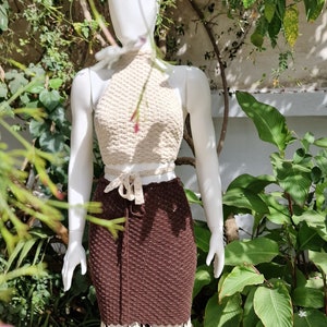 Crochet top and skirt set, maxi skirt and crop top image 4