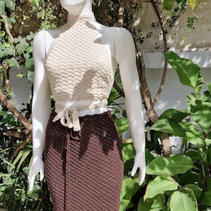 Crochet top and skirt set, maxi skirt and crop top image 2