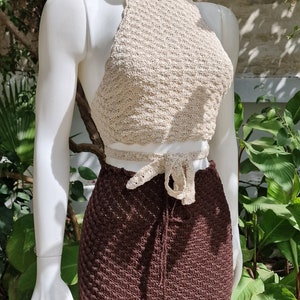 Crochet top and skirt set, maxi skirt and crop top image 1