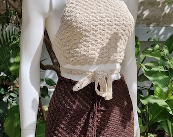 Crochet top and skirt set, maxi skirt and crop top