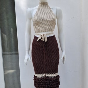 Crochet top and skirt set, maxi skirt and crop top image 5