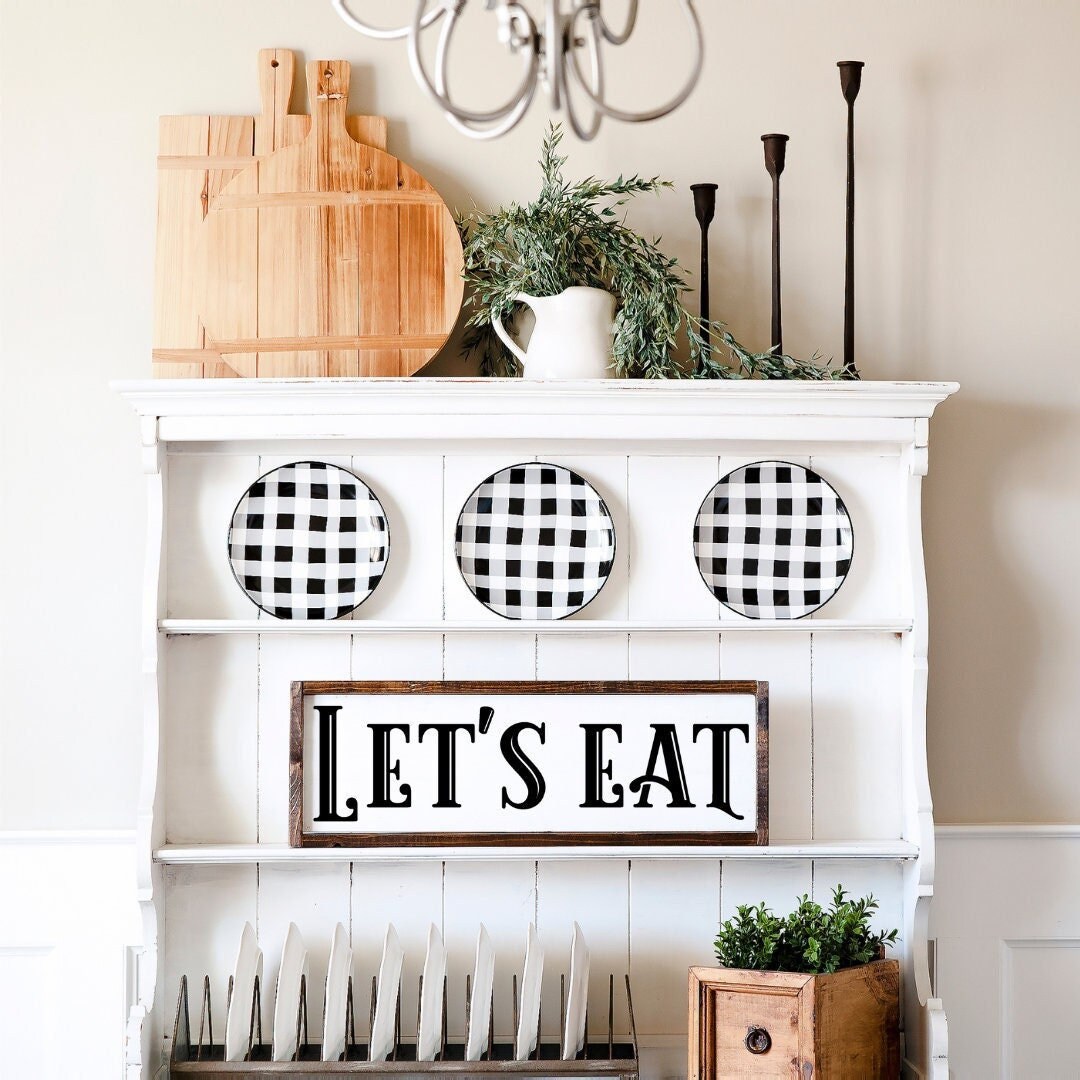 Let's Eat, Kitchen Decor, Kitchen Wood Sign, Farmhouse Kitchen Sign ...