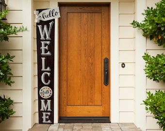 6 ft Customized Tag Welcome Sign | Interchangeable Porch Sign | Wooden Home Décor | Reversible Designs