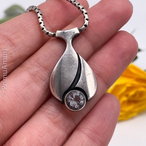 Vintage Karl Laine Sterling Silver Necklace: Finnish Modernist Pendant