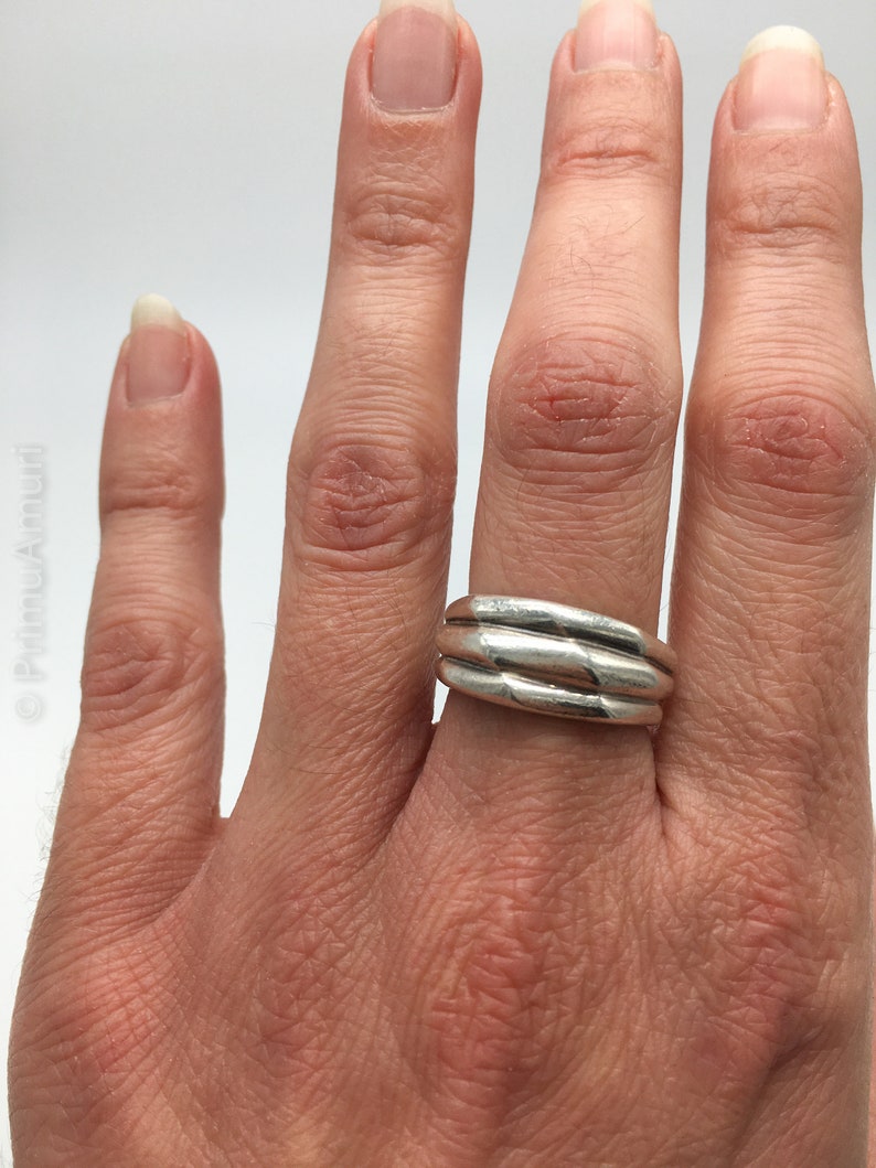 Vintage Dutch Modernist Sterling Silver Nut Shaped Ring Gift for Her and Best Friend