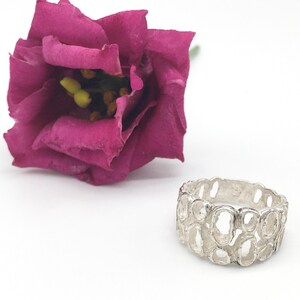 Vintage Sterling Silver Brutalist Ring / Abstract Openwork Design / US Ring Size 5