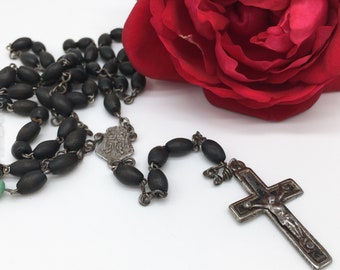 Antique Religious French Rosary with M Center and Crucifix Cross Of Holy Jesus Christ/ Gift For Him, Her and Best Friend