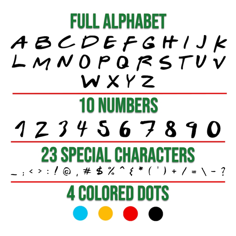 Download Friends Font SVG & PNG Friends Letters Numbers And Dots | Etsy