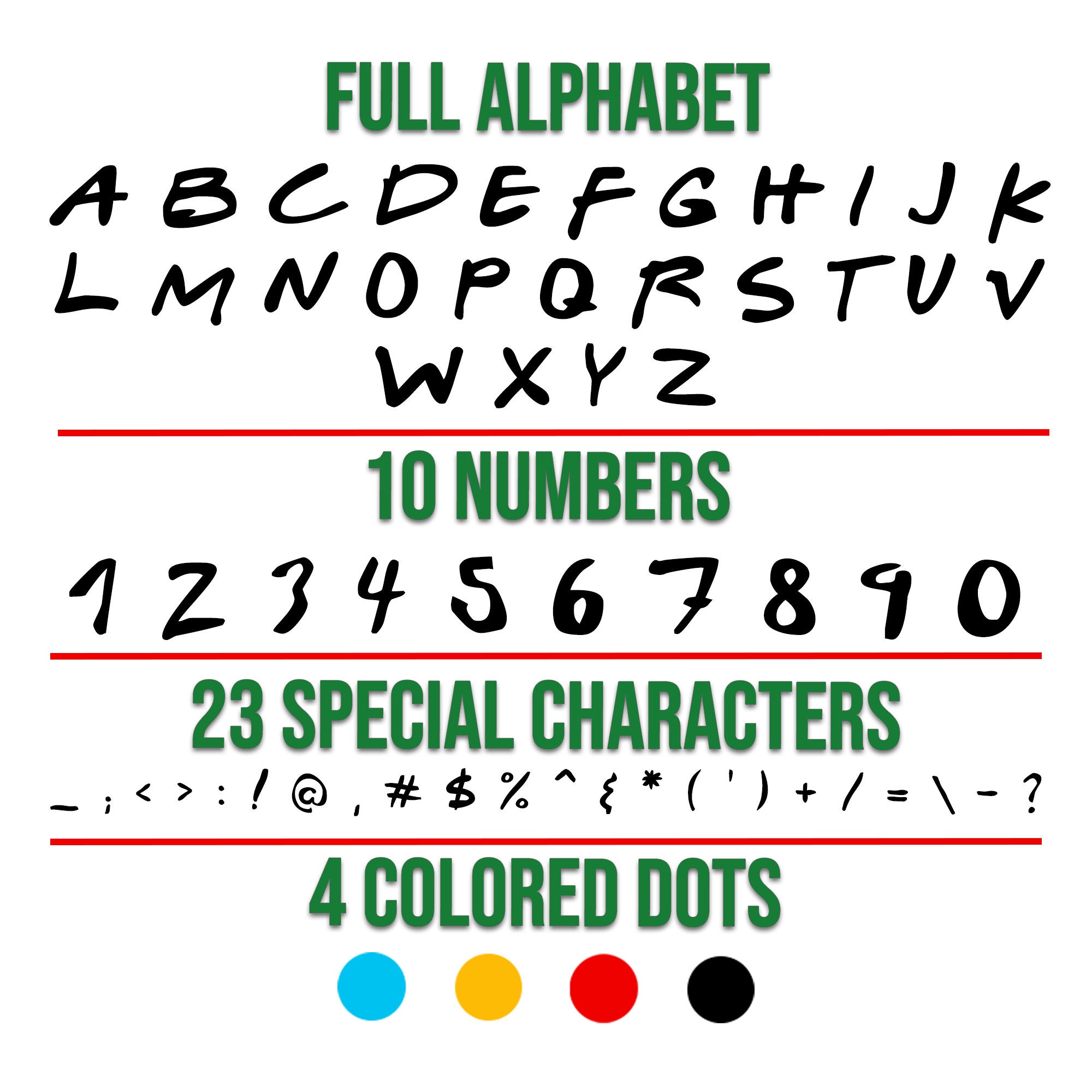 Friends Font SVG & PNG Friends Letters Numbers And Dots | Etsy