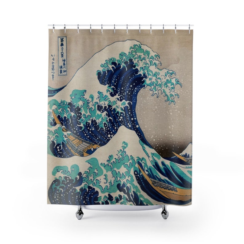 Extreme Waves Shower Curtain Japanese Art Boho Unique Etsy