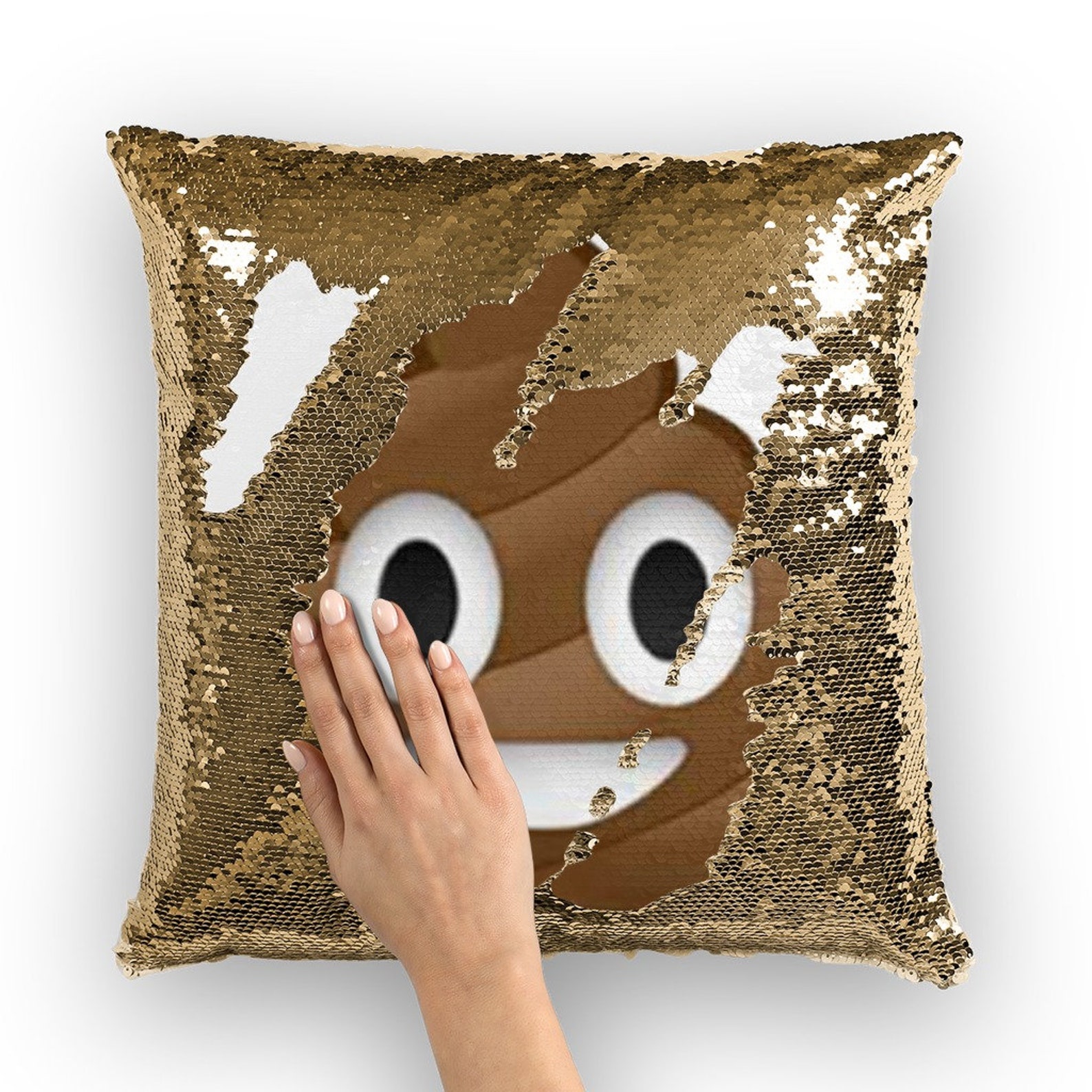 Poop Emoji Sequin Pillow Poop Emoji Sequin Cushion Funny Etsy