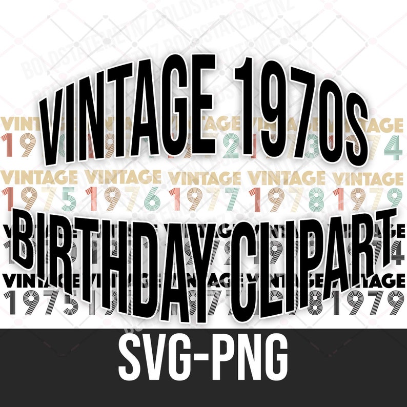 Download Vintage 1970s SVG & PNG Birthday Clip Art Clip Art Cut | Etsy