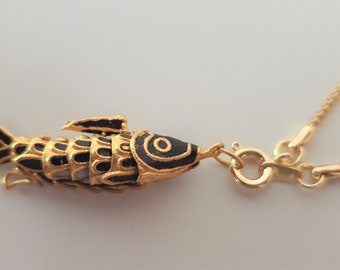 Beautiful vintage cloisonne necklace Fish charm