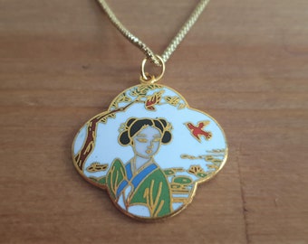 Beautiful chinese vintage cloisonne necklace